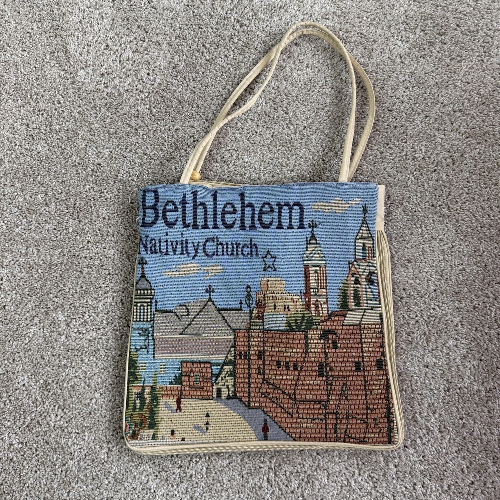 Bethlehem Nativity Church Tote Womens One Size Multicolor Tapestry Souvenir Zip